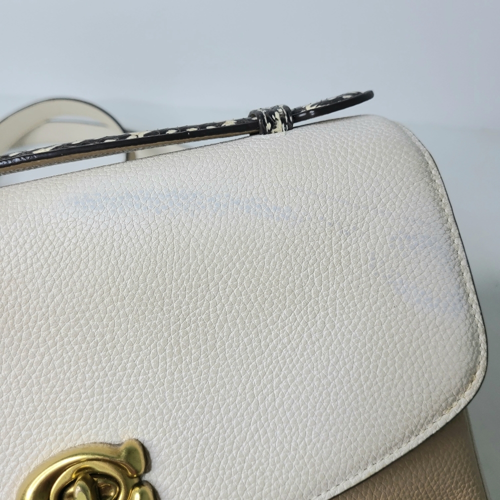 Coach Cassie Colorblock Tan Snakeskin Top  Handle Crossbody Bag - Picture 11 of 16
